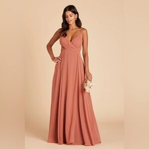 Birdy Grey Kaia Chiffon Bridesmaid Dress with pockets in Terracotta